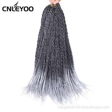 18 Inch 3D Cubic Twist Crochet Hair Mixed Grey 4S Pre-twisted Crochet Braiding Hair Extension For Women